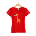 Giraffe Printing Fashion Custom Cotton Wholesale Girl Tee T Shirt